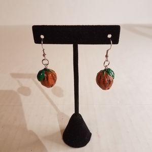 Polymer clay rotten pumpkin earring 1o1